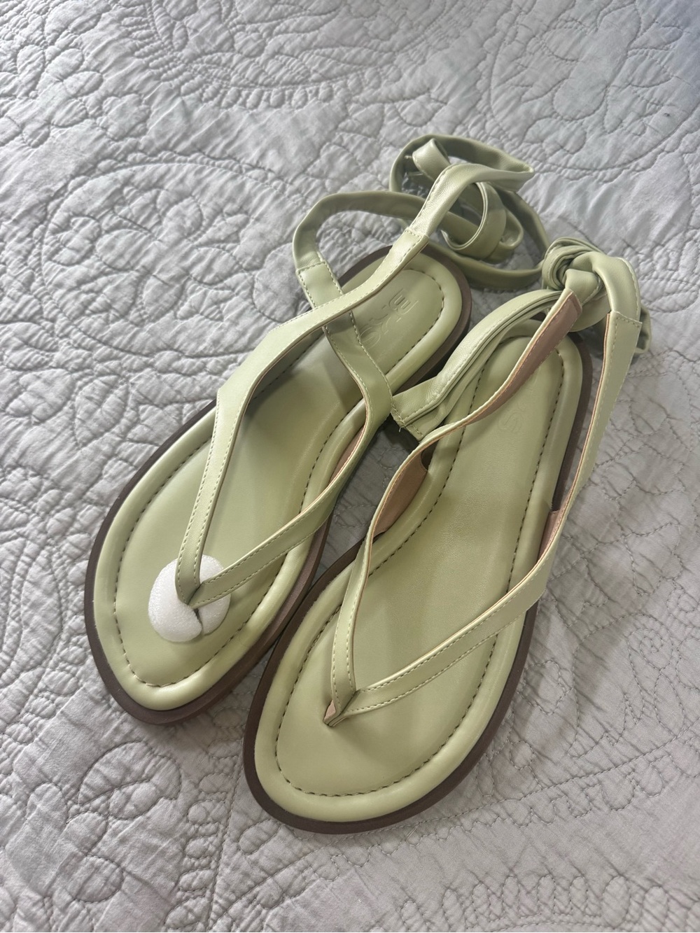 Bakers Pale Green Lace-Up Thong Sandals